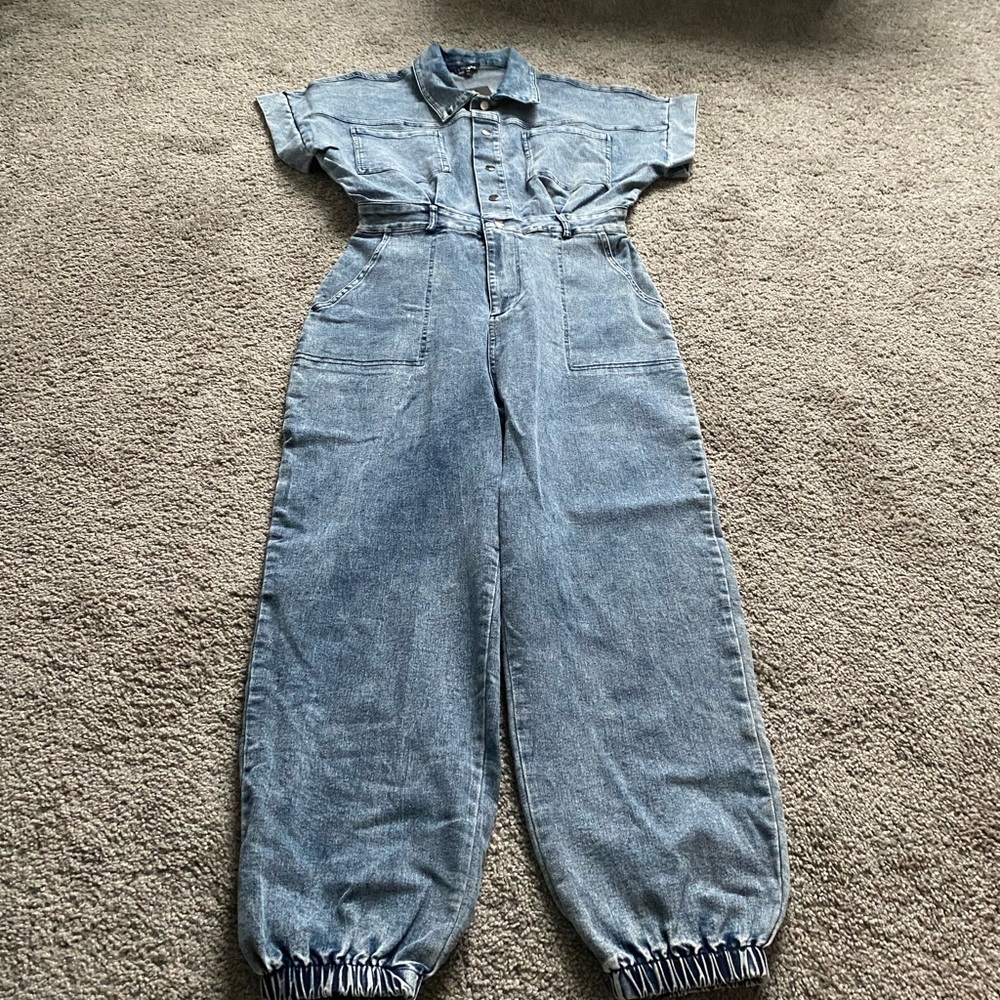 Fashion Nova Light Blue Denim Overalls - Picture 7 of 15